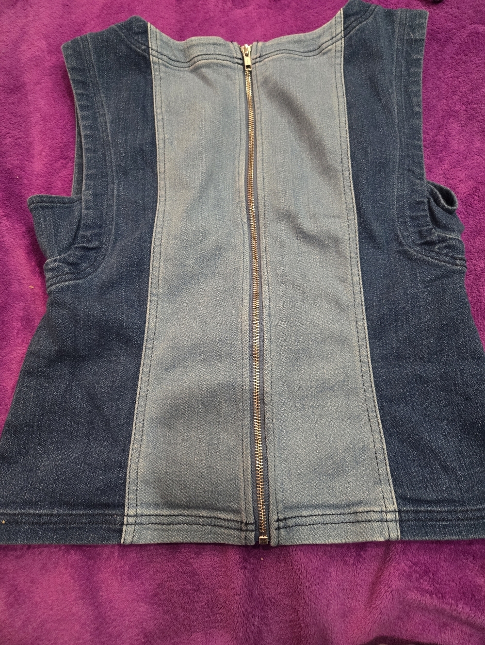 Pilcro Multitone Denim Sleveless Two Tone Top Large Euc - Picture 5 of 6
